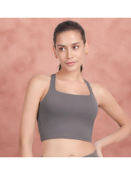 Shyaway - Stormfront Grey Low Impact Longline Strappy Back Sports Bra