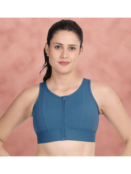 Shyaway - Captains Blue High Impact Padded Front Open Sports Bra