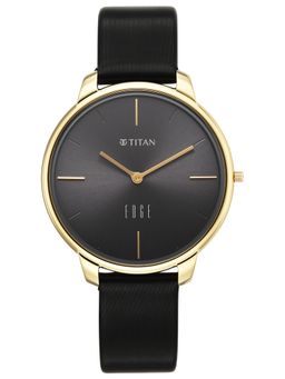 Titan - Edge Velora with Quartz Black Satin Leather Strap Watch (2654QL01) (M)
