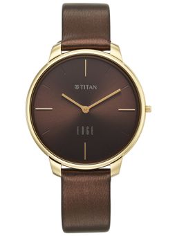 Titan - Edge Velora with Quartz Brown Dial Brown Satin Leather Strap Watch (2654QL02) (M)