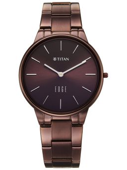 Titan - Edge Velora with Quartz Brown Dial Brown Solid Link Strap Watch (2734QM03) (M)