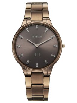 Titan - Quartz Light Brown Dial Light Brown Solid Link Strap Watch (2734QM05) (M)