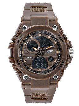 Sonata - Sf Ignite with Analog digital Brown Dial Brown Polyether Strap Watch (77203PP02W) (M)