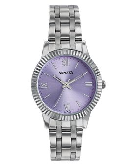 Sonata - Light Purple Dial Silver Strap Premium Looking Versatile Watch (8202SM03W) (M)