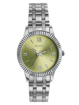 Sonata - Light Green Dial Silver Strap Premium Looking Versatile Watch (8202SM06W) (M)