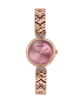Sonata - Women's Vintage Style Pink Dial Bracelet Watch (87124WM06) (M)