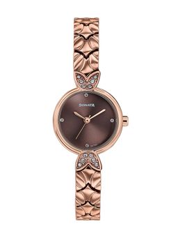 Sonata - Women's Vintage Style Brown Dial Bracelet Watch (87124WM07) (M)