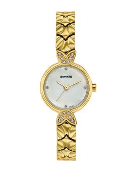 Sonata - Women's Vintage Style White Mop Dial Bracelet Watch (87124YM02) (M)