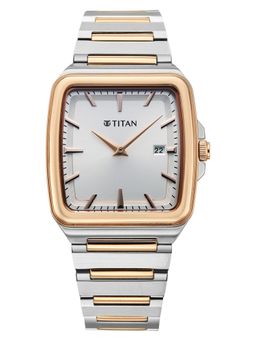 Titan - Classique Quartz Silver Rose Gold Stainless Steel Strap Watch (90260KM01) (M)