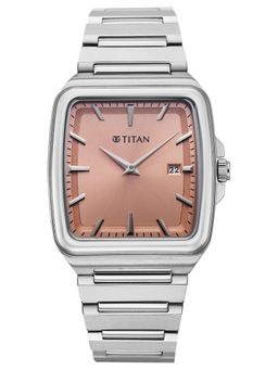 Titan - Classique Quartz Salmon Pink Dial Silver Stainless Steel Strap Watch (90260SM03) (M)