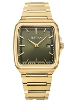 Titan - Classique Quartz Green Dial Ipgun Stainless Steel Strap Watch (90260YM01) (M)