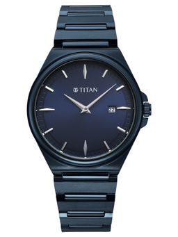 Titan - Classique Sleek fit with Quartz Navy Blue Stainless Steel Strap Watch (90261QM01) (M)