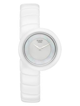 Titan - Raga Chic Glam with Quartz Ceramic Dial White Strap Watch (95391KC01) (M)