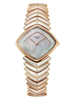 Titan - Quartz Natural Mop Minute Ring Dial Rose Gold Strap Watch (95393WM03) (M)