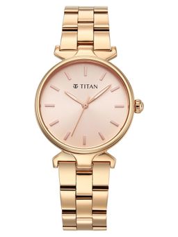 Titan - Workday Edit with Quartz Rose Gold Dial Iprg Stainless Steel Strap Watch (95396WM01) (M)