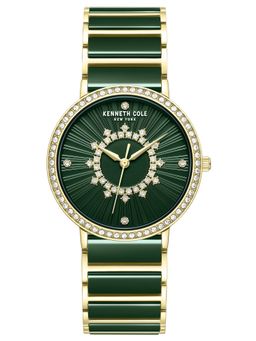 Kenneth Cole - Quartz Green Dial Gold Ceramic Strap Watch (KCWLG0062604LDW) (M)
