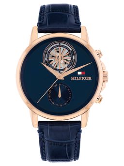 Tommy Hilfiger - Stewart with Navy Blue Leather Strap Watch (TH1710747W) (M)