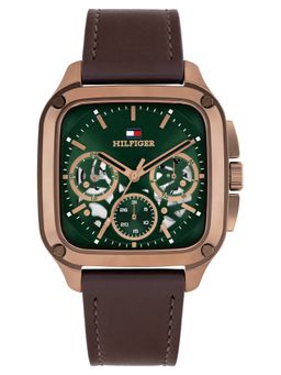 Tommy Hilfiger - Green Dial Brown Leather Strap Watch (TH1710757W) (M)