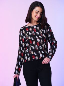 Globus - Women Multi-Color Back Open Tie-Up Loose Fit Party Top