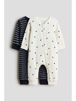 H&M - Unisex Multi-Color 2-Pack Cotton Sleepsuits
