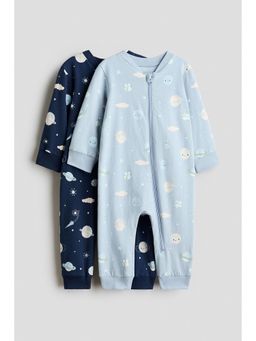 H&M - Boys Multi-Color 2-Pack Printed Sleepsuits