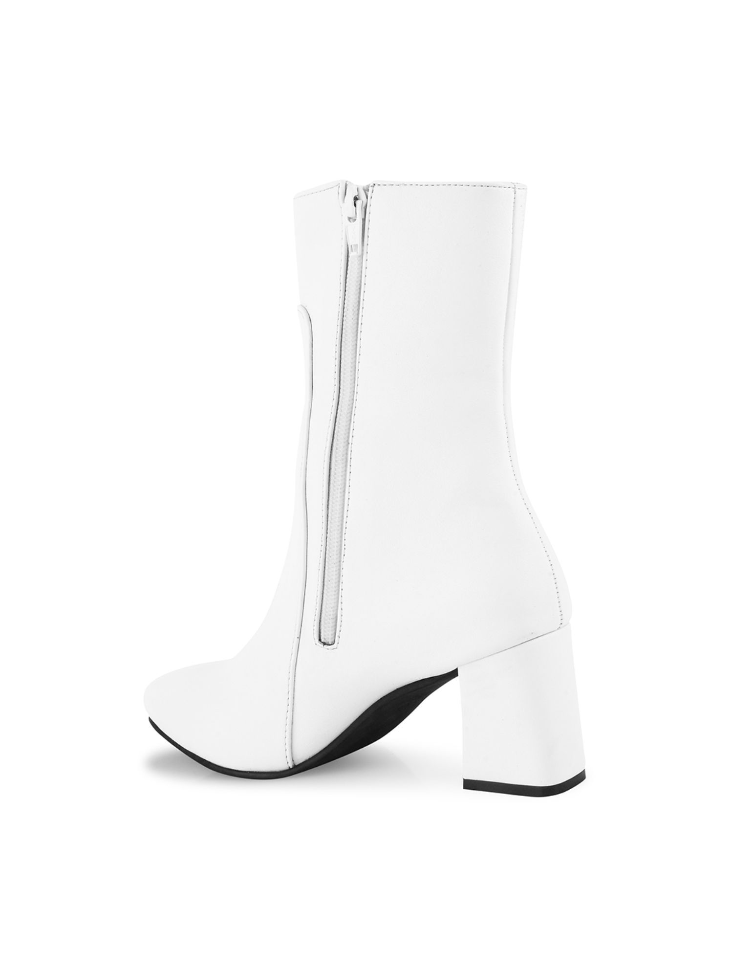 Buy Shuz Touch Ankle Length White Block Heel Boots Online