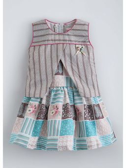 Hopscotch - Multi-Colour Patchwork Print Layered Dress