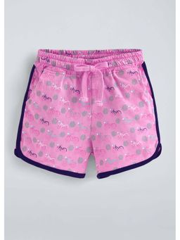Hopscotch - Pink Bicycle Floral Cotton Shorts