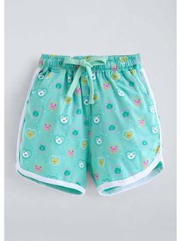 Hopscotch - Aqua Bear Face Cotton Shorts