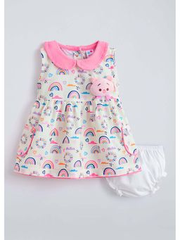 Hopscotch - White All Over Rainbow Dress