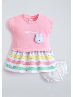 Hopscotch - Pink 3D Applique Dress