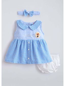 Hopscotch - Blue Houndstooth Collared Dress