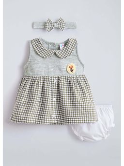 Hopscotch - Grey Houndstooth Collared Dress