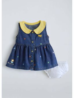 Hopscotch - Blue Floral Denim Dress
