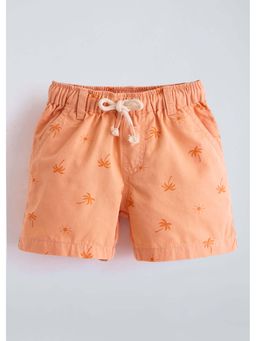 Hopscotch - Orange All Over Palm Cotton Shorts