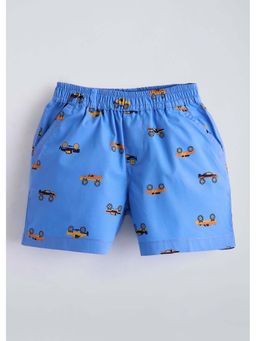Hopscotch - Blue All Over Vehicle Cotton Shorts