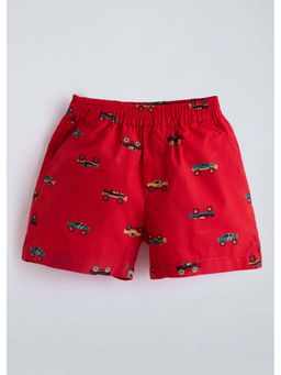Hopscotch - Red All Over Vehicle Cotton Shorts
