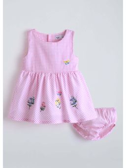 Hopscotch - Pink Floral Checkered Dress