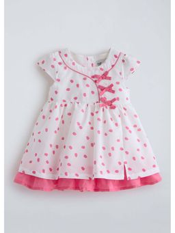 Hopscotch - White Bow Applique Cotton Dress