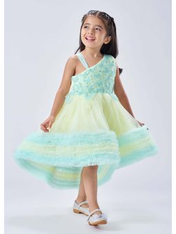 Hopscotch - Yellow Butterfly Pearl Applique Dress