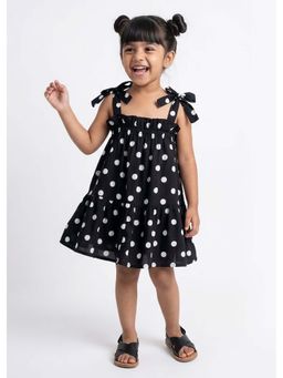 Hopscotch - Black Polka Dot Bow Applique Dress