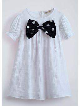 Hopscotch - White Bow Applique Dress