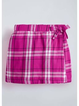 Hopscotch - Pink Plaid Bow Applique Cotton Skorts