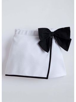 Hopscotch - White Bow Applique Cotton Skorts