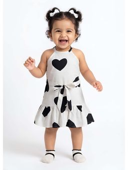 Hopscotch - White Heart Drop Waist Dress