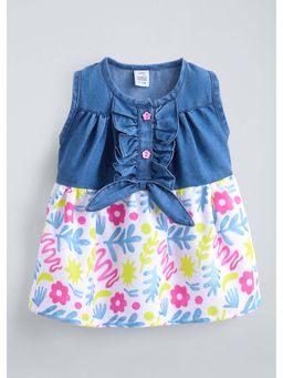 Hopscotch - Blue Floral Bow Applique Dress