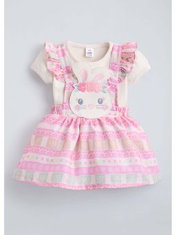Hopscotch - Pink Bunny Applique Ruffle Dress