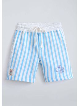Hopscotch - Blue Striped Cotton Shorts