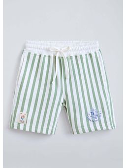 Hopscotch - Green Striped Cotton Shorts