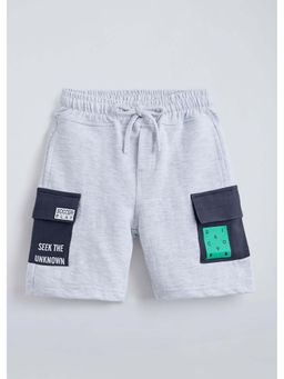 Hopscotch - Grey Flap Pockets Cargo Cotton Shorts